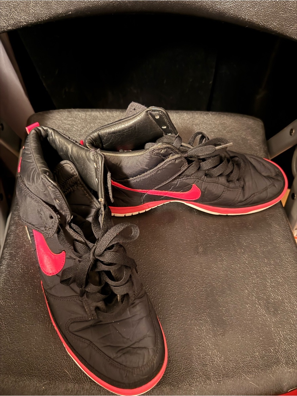 Nike Men’s Black & Pink High-Top Sneakers with Pink Swoosh